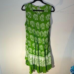 Advance Apparels Green Elephant Print Maxi Dress